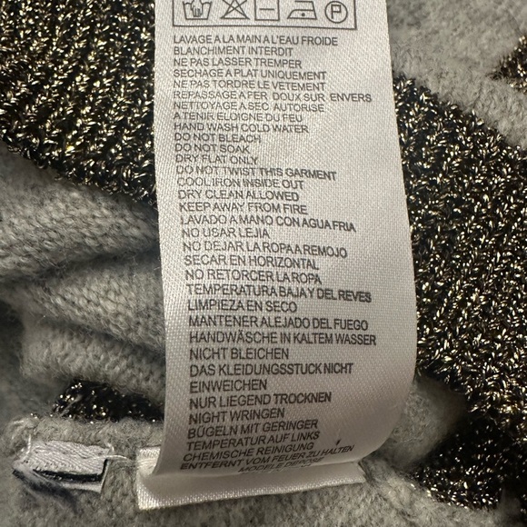 Maje Grey Pullover Sweater with Metallic Neck Detail - Picture 2 of 4